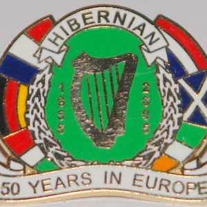 hibs 50 years in europe badge