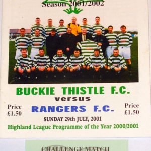 buckie thistle v rangers challenge match programme